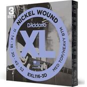 3 JEUX DE CORDES ELECTRIQUE 11-52 D'ADDARIO EXL116