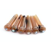 6 CHEVILLES GUITARE TORTOISE TRANSLUCIDE POINT ABALONE 5.1mm
