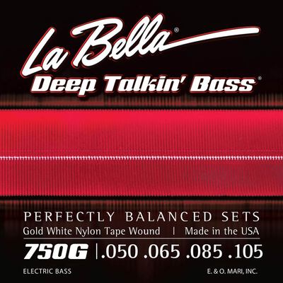 CORDES BASSE 4 CORDES LA BELLA 750G GOLD WHITE NYLON 50-105