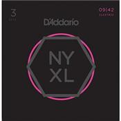 3 JEUX DE CORDES ELECTRIQUE 9-42 D'ADDARIO NYXL0942