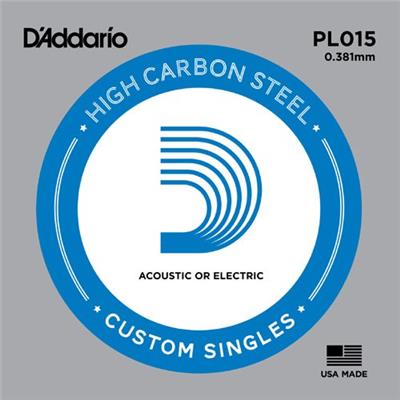 5 CORDES A L'UNITE D'ADDARIO HIGH CARBON STEEL GAUGE 15