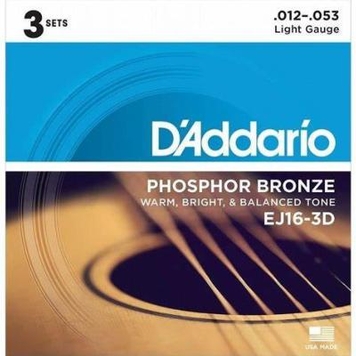 3 JEUX DE CORDES ACOUSTIQUE 12-53 D'ADDARIO EJ16