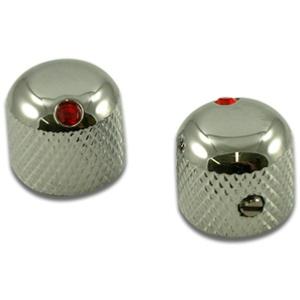 2 BOUTONS DOME ROUND CHROME POINT ROUGE 6mm