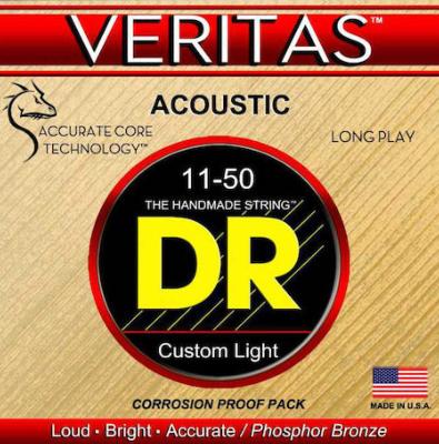 CORDES GUITARE 6 CORDES DR STRINGS VERITAS ACOUSTIQUE 11 50