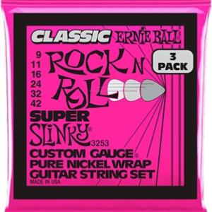 3 JEUX DE CORDES ELECTRIQUE ERNIE BALL 2253 ROCK SLINKY 9-42